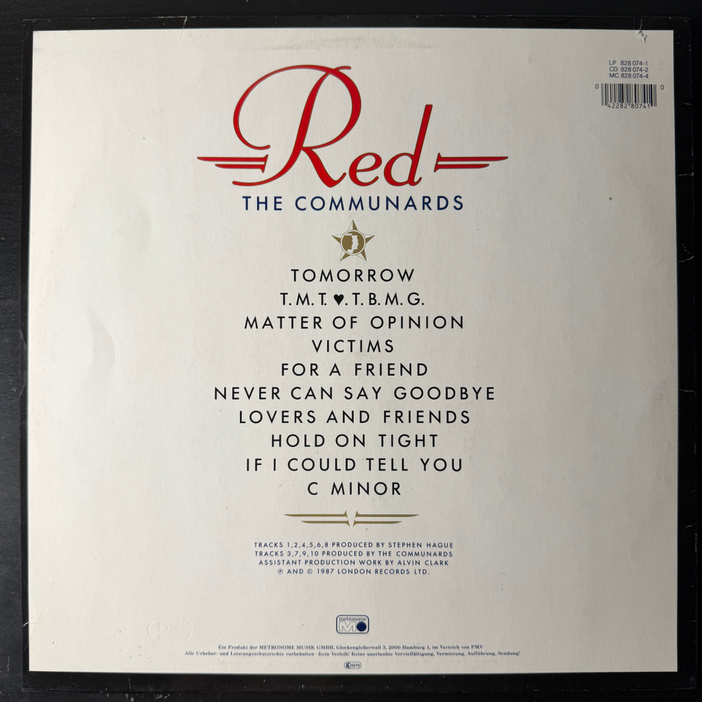 The Communards ‎– Red (Германия 1987г.)