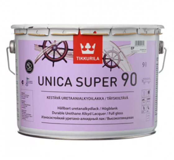 Лак глянцевый 90 ЕР Uniсa Super Tikkurila 9л