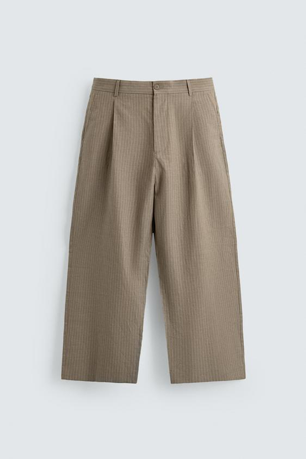 ZARA БРЮКИ RELAXED FIT ИЗО ЛЬНА И ХЛОПКА, РЫЖЕВАТО-КОРИЧНЕВЫЙ
