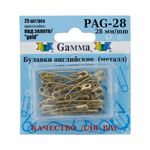 Булавки английские l=28 мм, золото, 25 шт, Gamma PAG-28