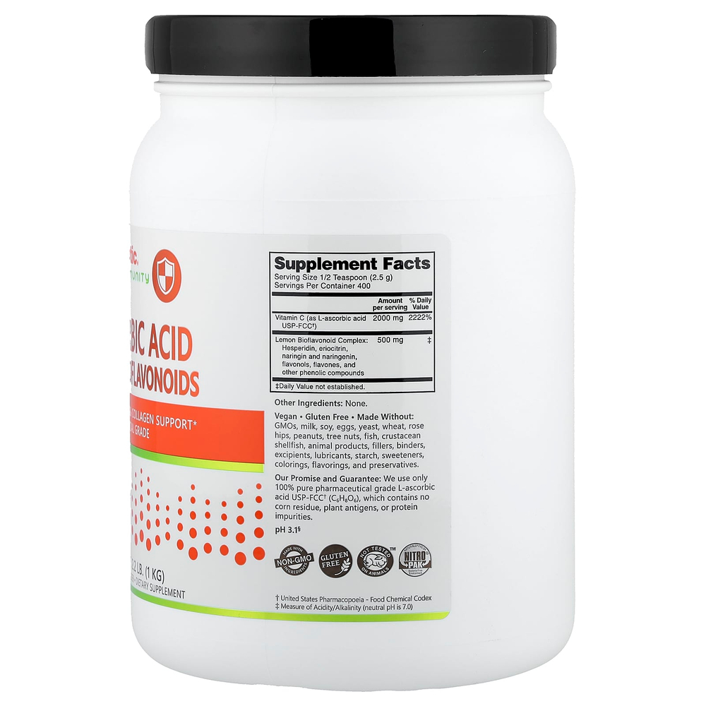 NutriBiotic, Immunity, аскорбиновая кислота с биофлавоноидами, 1 кг (2,2 фунта)
