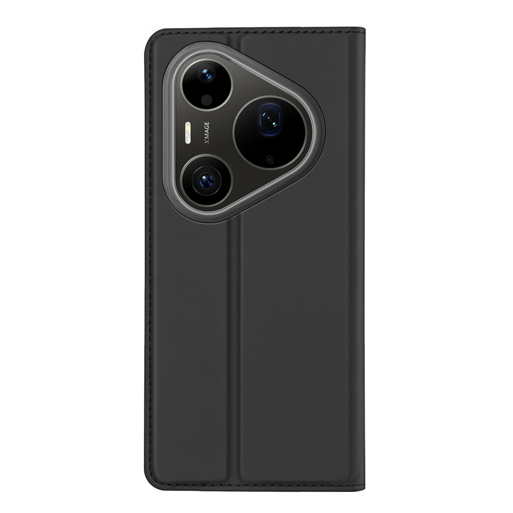 Чехол книжка из кожи черного цвета для Huawei Pura 90 Pro Max и Pura 90s Pro Max, серия Skin Pro Series от Dux Ducis