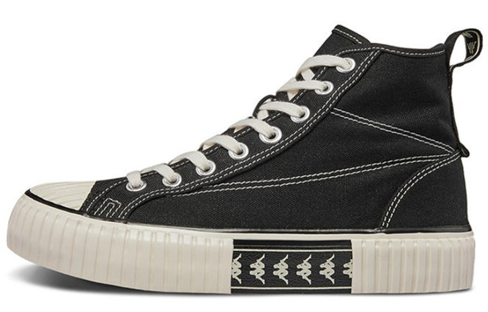 Kappa Slip Resistant Abrasion Resistant High top Canvas Shoes Unisex Black