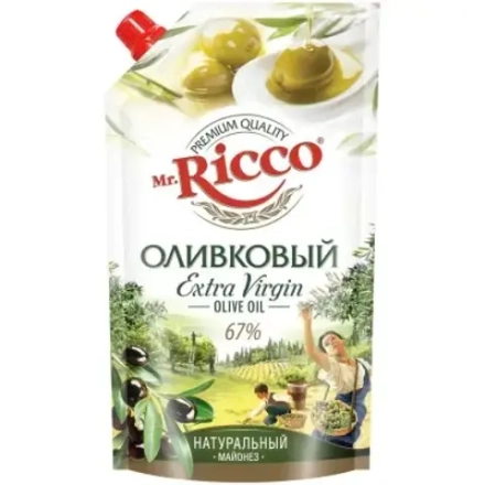 Mr.Ricco Майонез "Оливковый" Extra Virgin, 67%, дой-пак, 375гр., блок 22шт.