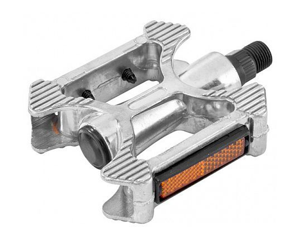 Педали модель BLF-B10 алюминиевые литые со светоотражателем, ось диам. 9/16", размер 103х82х24мм, серебристые (пары) арт.360109 (10216170/020421/0090243, Китай)