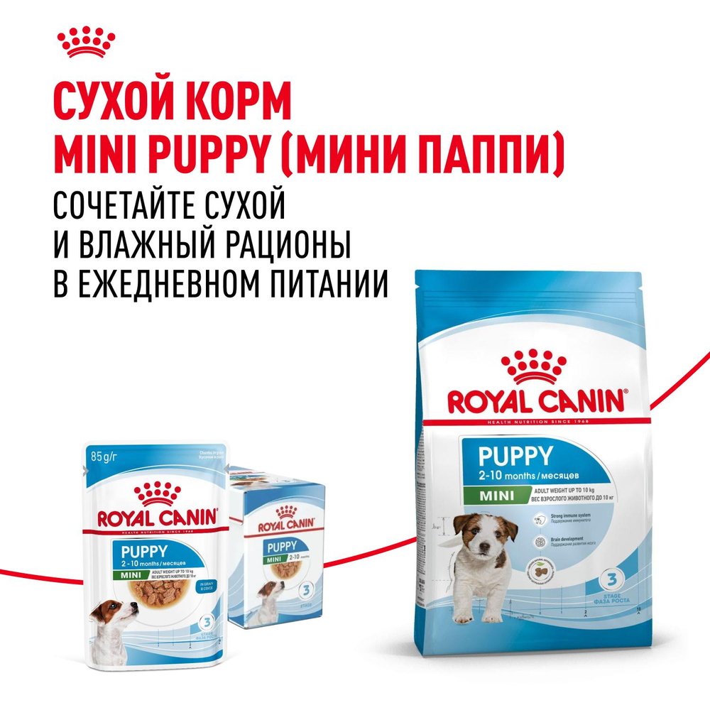 Royal Canin Mini Puppy Мини Паппи Корм влажный для щенков мелких пород в возрасте до 10 месяцев соус 85г