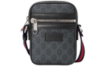GUCCI Canvas With Leather Messenger Bag, Shoulder Bag, Crossbody Bag Men"s Black Gray