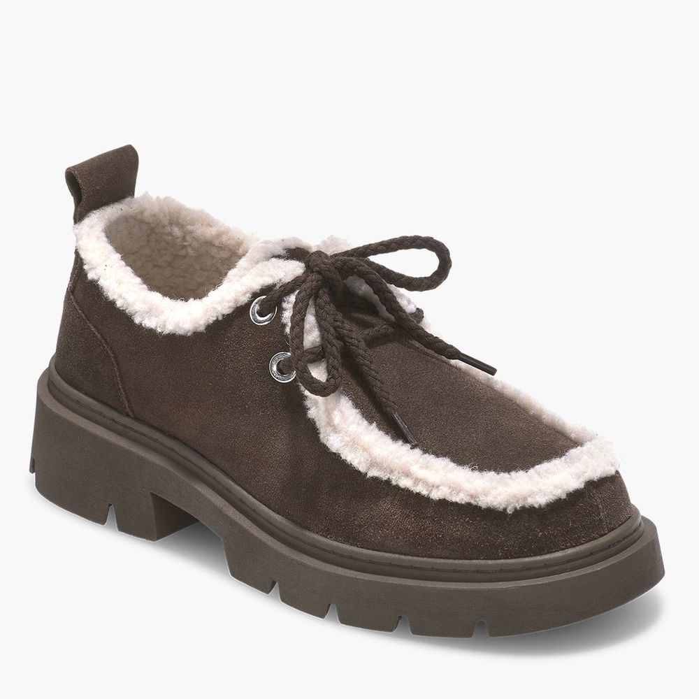 Замшевые полуботинки INUIKII Mocabee curly brown на меху