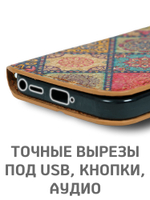 Дизайнерский чехол-книжка для SAMSUNG GALAXY S24 ULTRA с отделом для наличных, 3 слотами для карт и подставкой