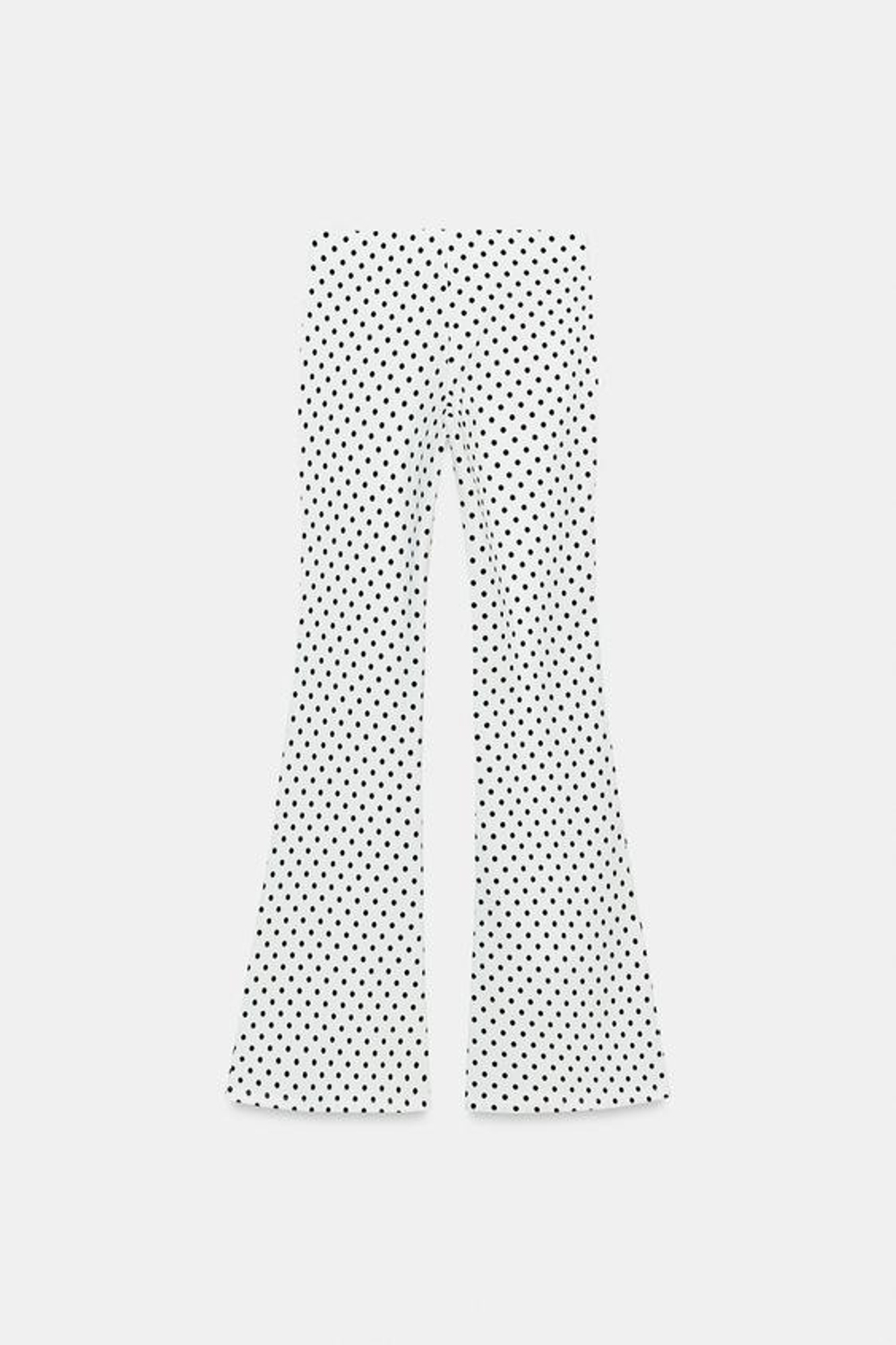 ZARA РАСКЛЕШЕННЫЕ БРЮКИ СТРЕТЧ В ГОРОШЕК, БЕЛЫЙ/ЧЕРНЫЙ