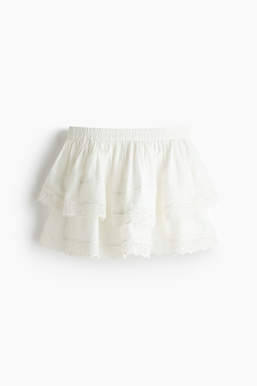 Многоярусная мини-юбка с кружевной лентой - H&M