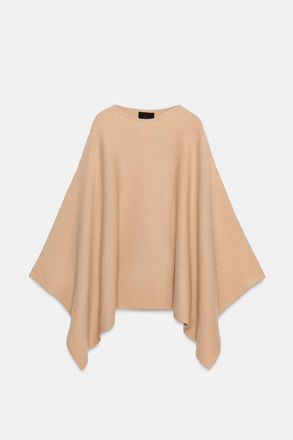 ZARA ОДНОТОННАЯ ТРИКОТАЖНАЯ НАКИДКА, СВЕТЛЫЙ ЖЕЛТО-КОРИЧНЕВЫЙ