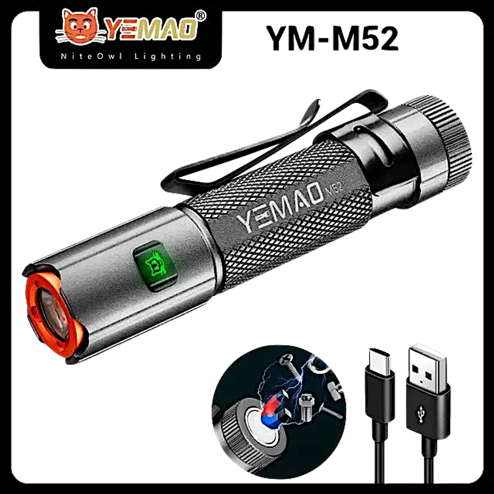 Фонарь Yemao YM-M52 1500лм (5Вт) 200м ( XHP35B, 6 режимов, 1хAA / 14500 ) Магнит -