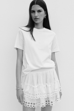 Мини-юбка с вышивкой и ярусами - H&M
