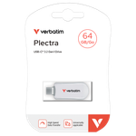 Флеш-накопитель Verbatim Plectra 64GB белый, USB 3.2 Gen1 Type-C, R 100 МБ/с