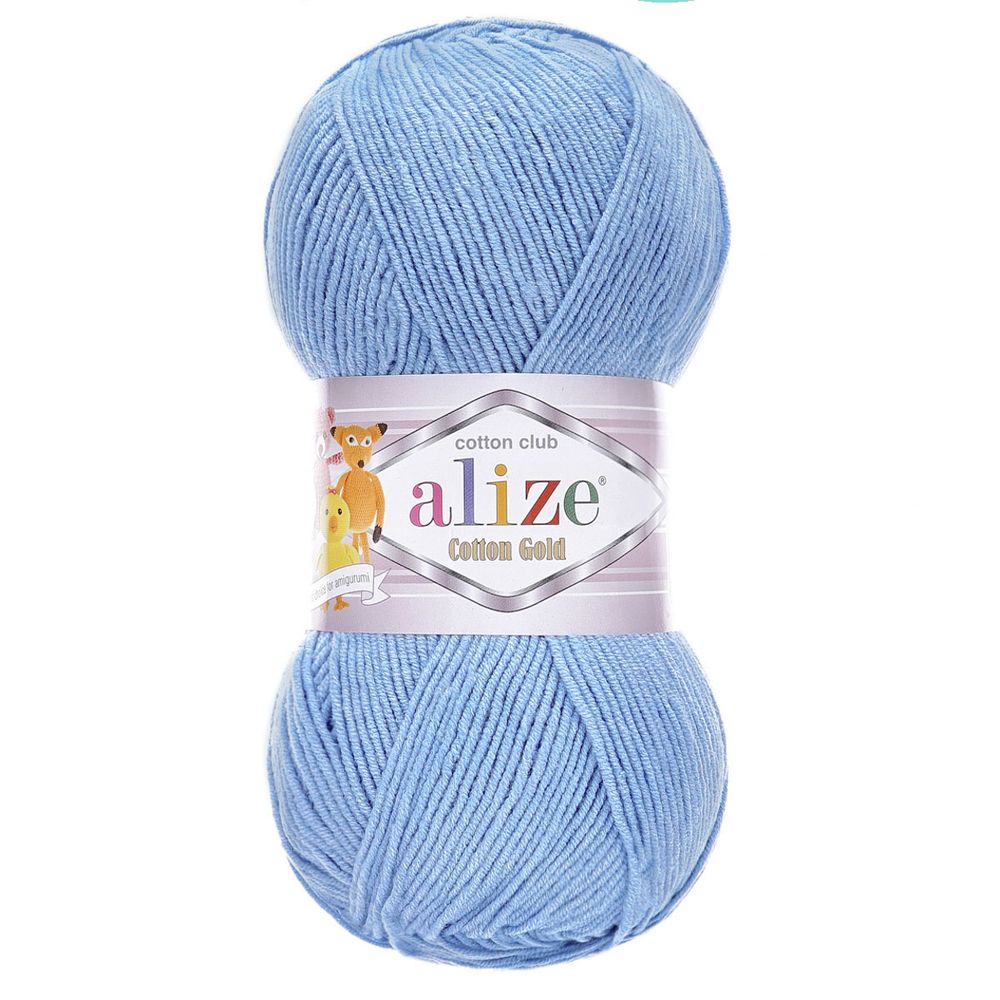 Пряжа Alize (Ализе) Cotton Gold / уп.5 мот. по 100 г, 330м, 040 голубой A