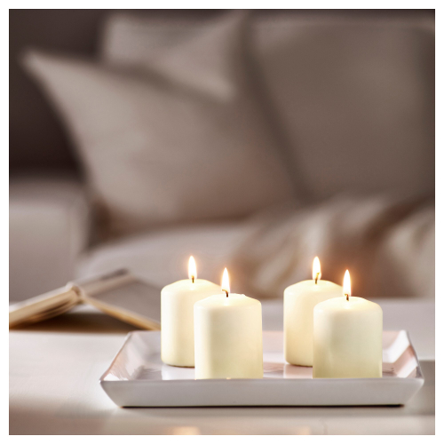 Набор свечей IKEA HEMSJO (ХЕМШЁ), Натуральный, 15 часов, 4 шт