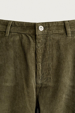 ZARA ВЕЛЬВЕТОВЫЕ БРЮКИ CARROT FIT С ЭФФЕКТОМ ПОТЕРТОСТИ, ХАКИ