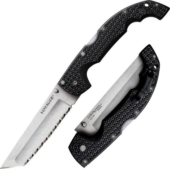 Цена наНож складной Cold Steel Voyager Large Tanto Extra Large Serrated, сталь Aus-10A, рукоять Griv Ex™, черный