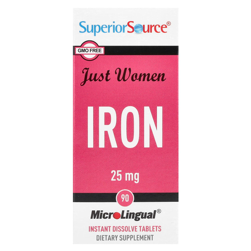 Superior Source, Just Women, железо, 25 мг, 90 быстрорастворимых таблеток MicroLingual®