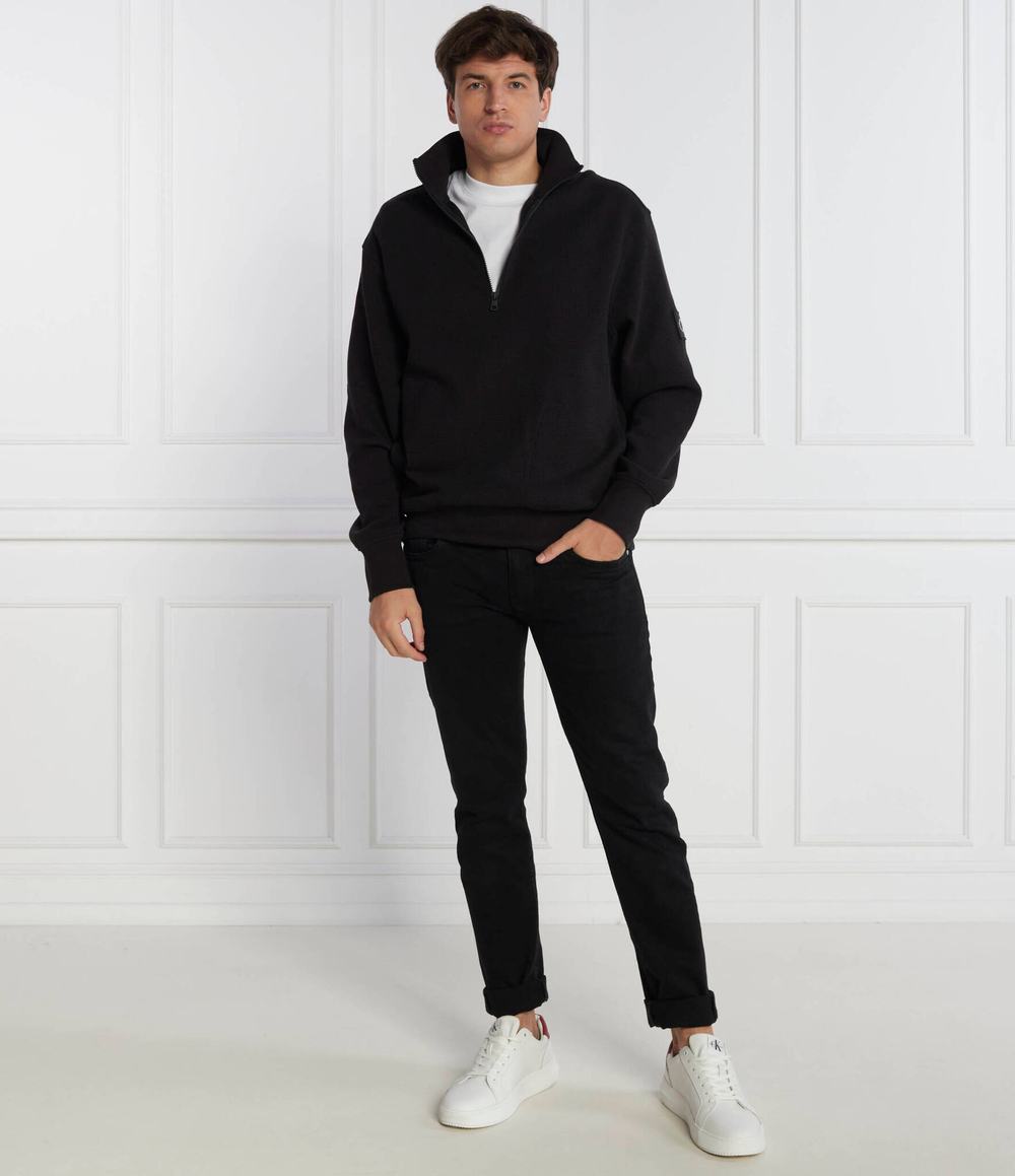Свитер BADGE WAFFLE HALF ZIP CALVIN KLEIN JEANS - черный(J30J324315)