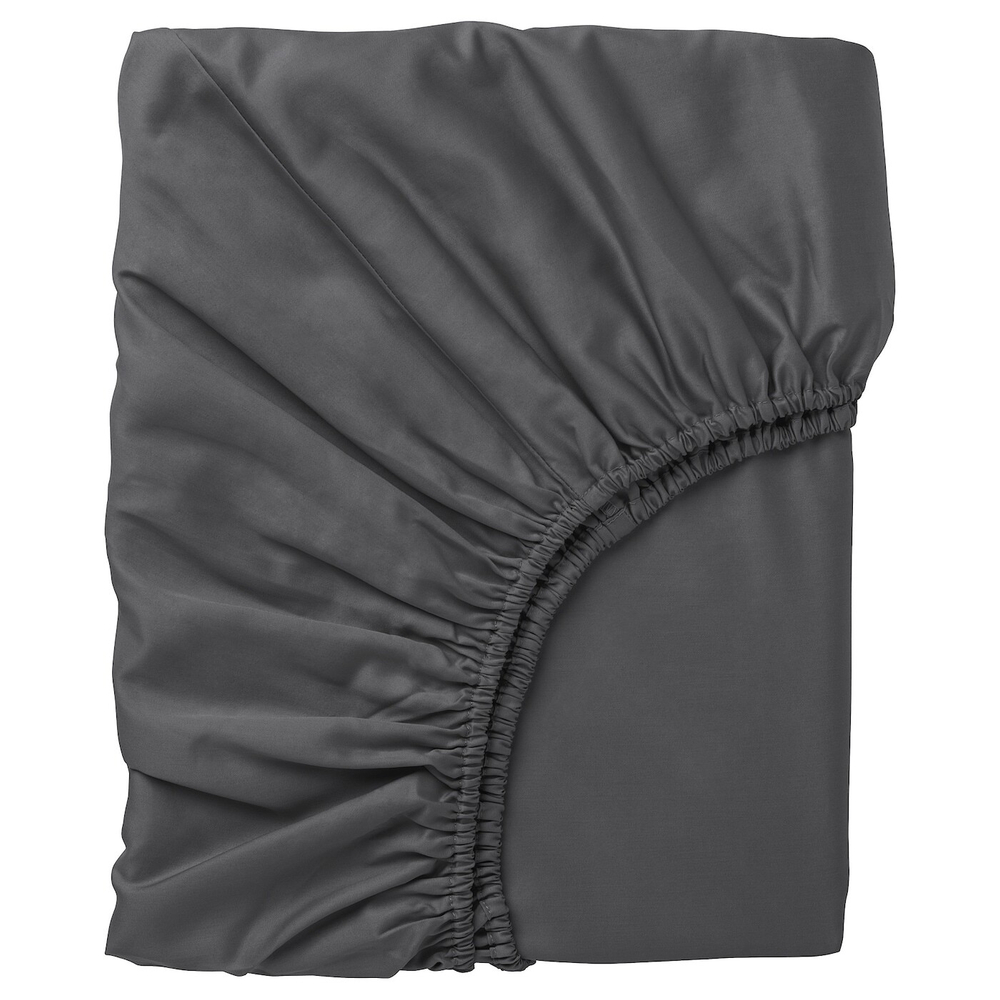 IKEA NATTJASMIN (ИКЕА НАТТЙАСМИН) — Простыня на резинке, темно-серая, 90x200 см