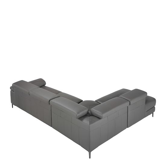 Угловой диван с реклайнером 5320-L-M9019 /6112 Angel Cerda серый кожаный
