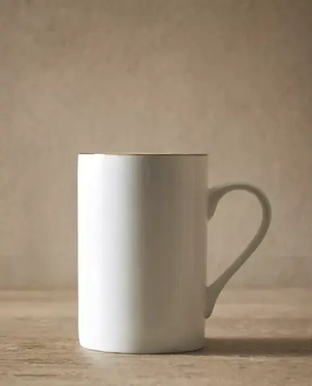 ZARA HOME ФАРФОРОВАЯ КРУЖКА С ЗОЛОТОЙ КАЙМОЙ, ЗОЛОТИСТЫЙ