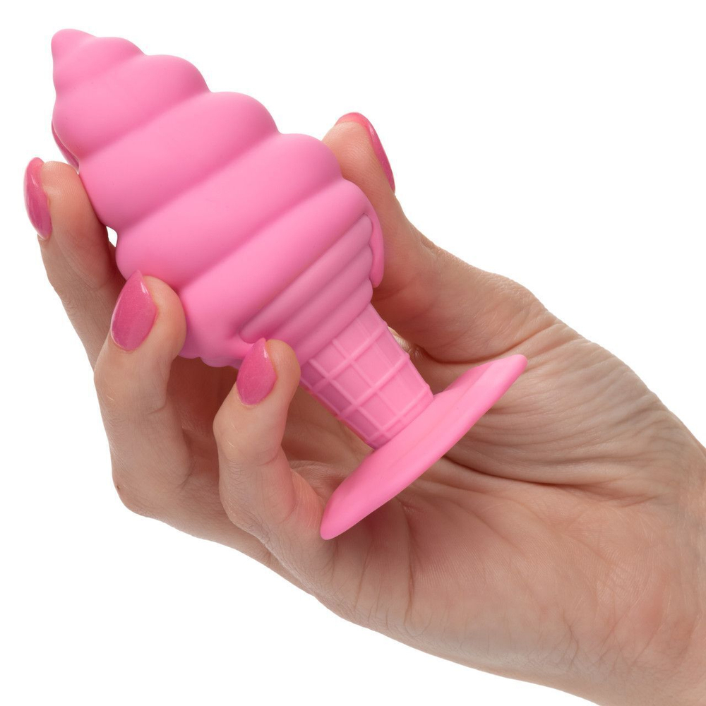 Розовая анальная пробка в виде мороженого Yum Bum Ice Cream Cone Butt Plug - 9,5 см. (Цвет: розовый)
