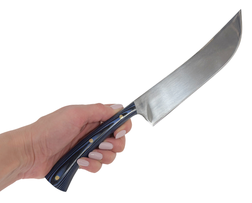 Нож Пчак, цельнометаллический, сталь 95Х18 кованый, микарта синяя
