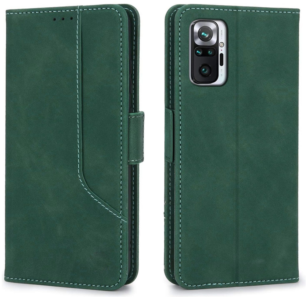 Стильный чехол-книжка из кожи для XIAOMI REDMI NOTE 10 PRO / 10 PRO MAX с отделом для наличных, 3 слотами для карт и подставкой
