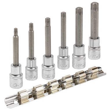 Набор головок-бит Torx 6-лучевых, 6 пр.(Т30,Т40,Т45,Т50,Т55,Т60, L-100мм) 1/2'', на планке Forsage F-40913L