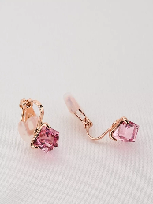Клипсы Миражи с розовыми кристаллами Swarovski
