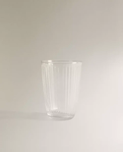 ZARA HOME СТАКАН ДЛЯ ПРОХЛАДИТЕЛЬНЫХ НАПИТКОВ ИЗ СТЕКЛА С УЗОРОМ В ПОЛОСКУ, ПРОЗРАЧНЫЙ