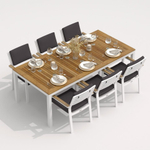 Обеденная группа Ideal Patio ТЕЛЛА БОНТА каркас белый, стол тик 220, ткань антрацит