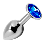 Анальная пробка 9см с голубым кристаллом Cnex Alive Mini Metal Butt Blue Size L