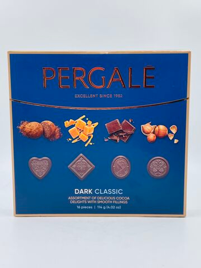 Набор конфет Pergale Dark Classic в темном шоколаде с начинками (шоколадная, карамельная, трюфельная, с фундуком) 114 г (из Литвы)
