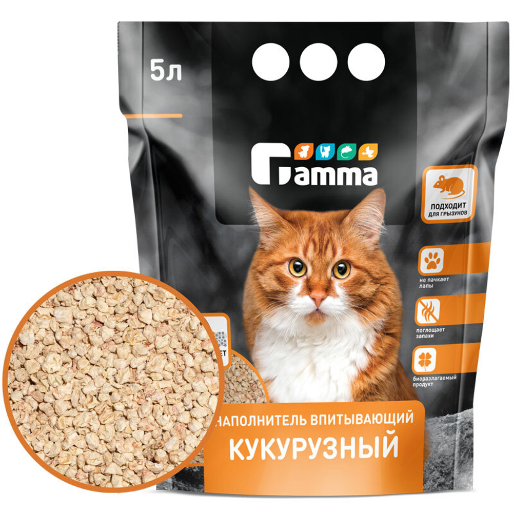 Gamma Наполнитель впитывающий кукурузный, 5л