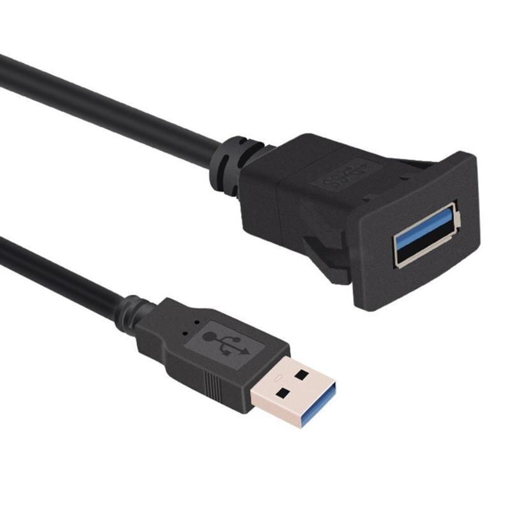 1-портовый встраиваемый удлинитель USB 3.0 прямоугольный на защёлках1m