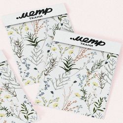 Ткань ниагара утончённые веточки с листвой