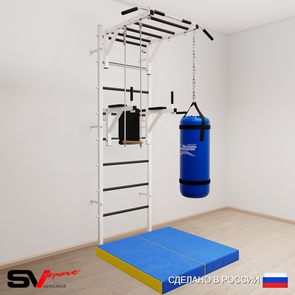 Шведская стенка Sv Sport 5436 (Турник рукоход/Брусья/Трапеция/Цепь/Мешок 22кг/Мат 1м)