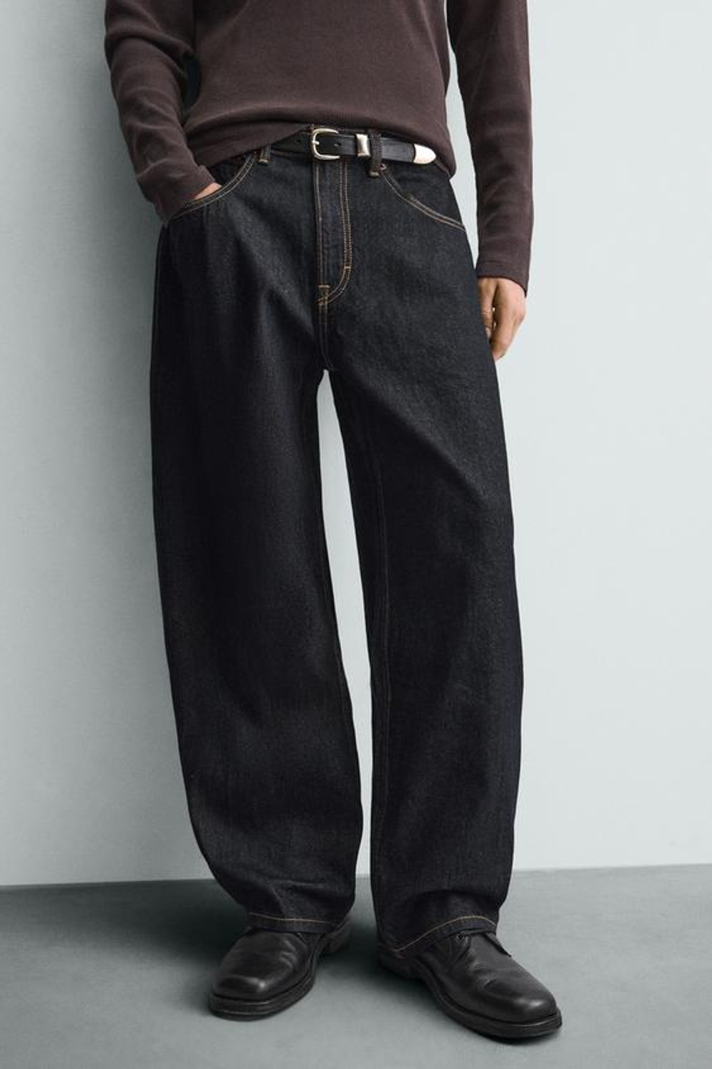 ZARA ДЖИНСЫ BALLOON FIT, СИНИЙ