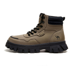 CAMEL Work Boots Men"s High top Dawn Green / Dark Night Black / Desert Yellow