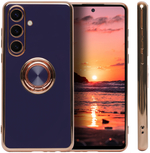 Стильный глянцевый чехол для SAMSUNG GALAXY S24 (не ULTRA/ FE/ PLUS!) с кольцом-подставкой и бархатной подкладкой