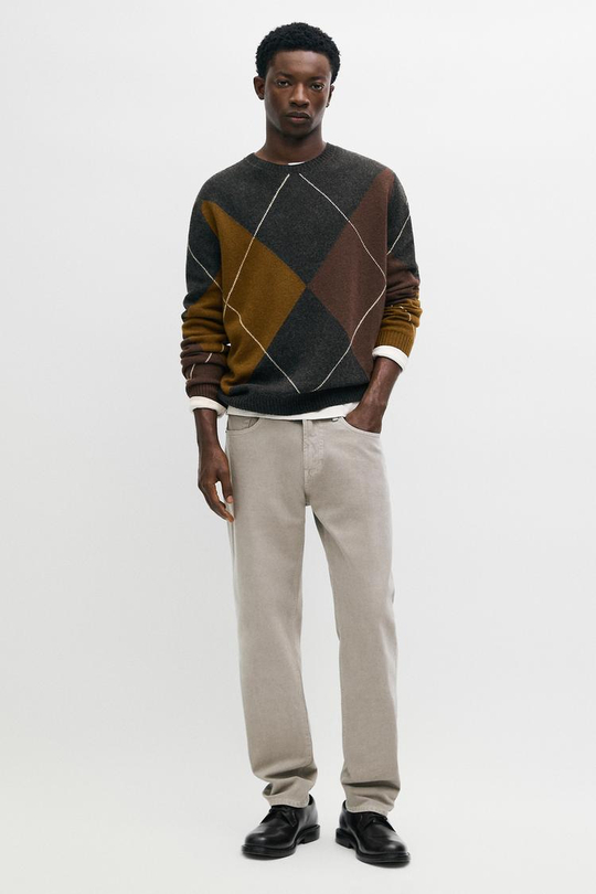 Massimo Dutti Зауженные брюки с отделкой под деним, дымчатый