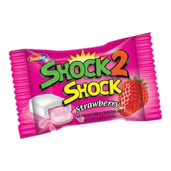 Жевательная резинка ШОК SHOCK 2 SHOCK КЛУБНИКА суперкислая с начинкой, 4 гр (Китай)