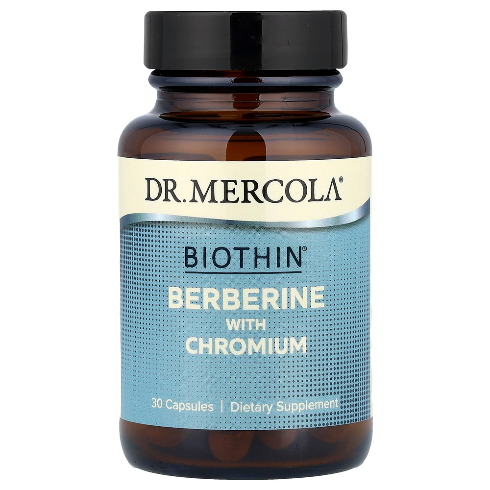Dr. Mercola, Biothin®, берберин с хромом, 30 капсул