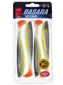 Виброхвост LUCKY JOHN Basara Soft Swim 3D, 5.0in (127 мм), цвет PG50, 4 шт., арт. 140404-PG50