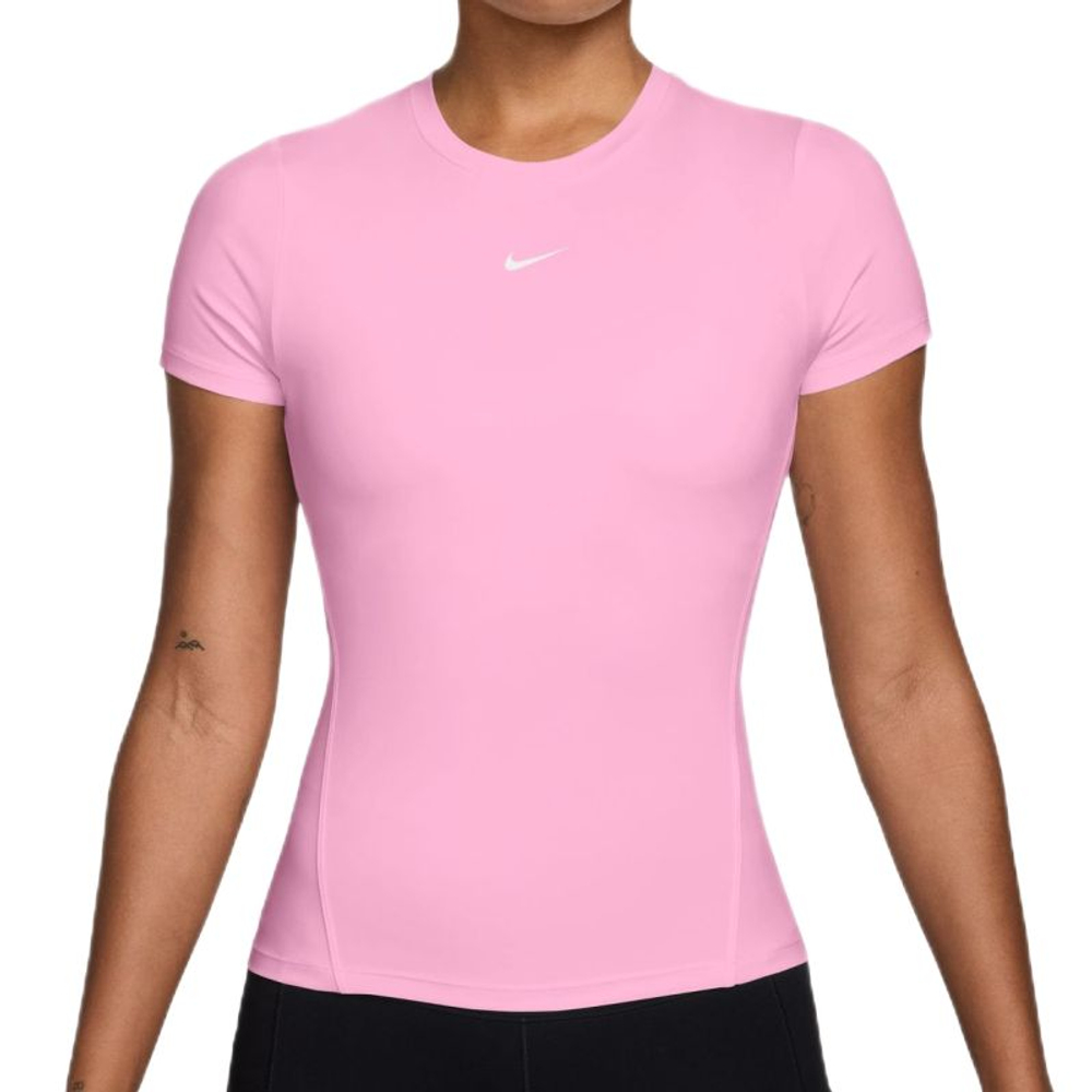 Женская футболка Nike One Fitted Short Sleeve - pink rise/white