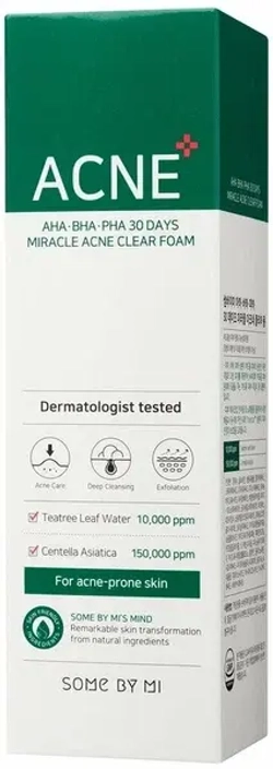 SOME BY MI Очищающая пенка для умывания с кислотами - AHA·BHA·PHA 30 DAYS MIRACLE ACNE CLEAR FOAM ,50мл